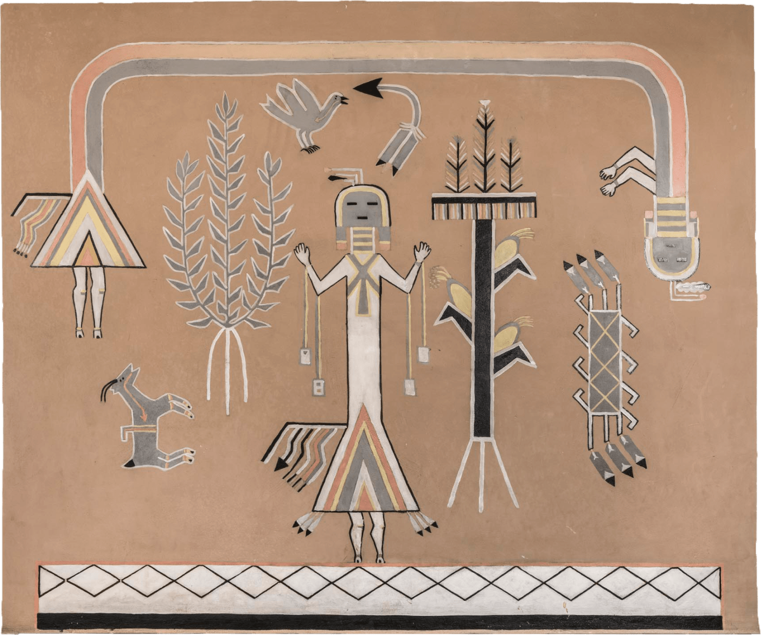 Sandpainting-style Wall Painting