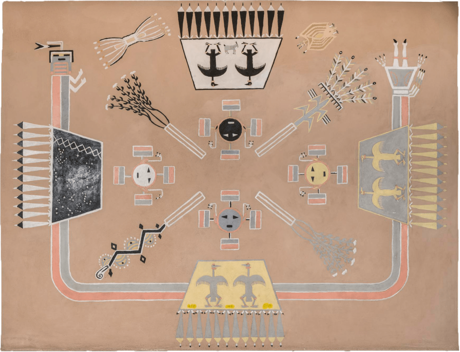 Sandpainting-style Wall Painting